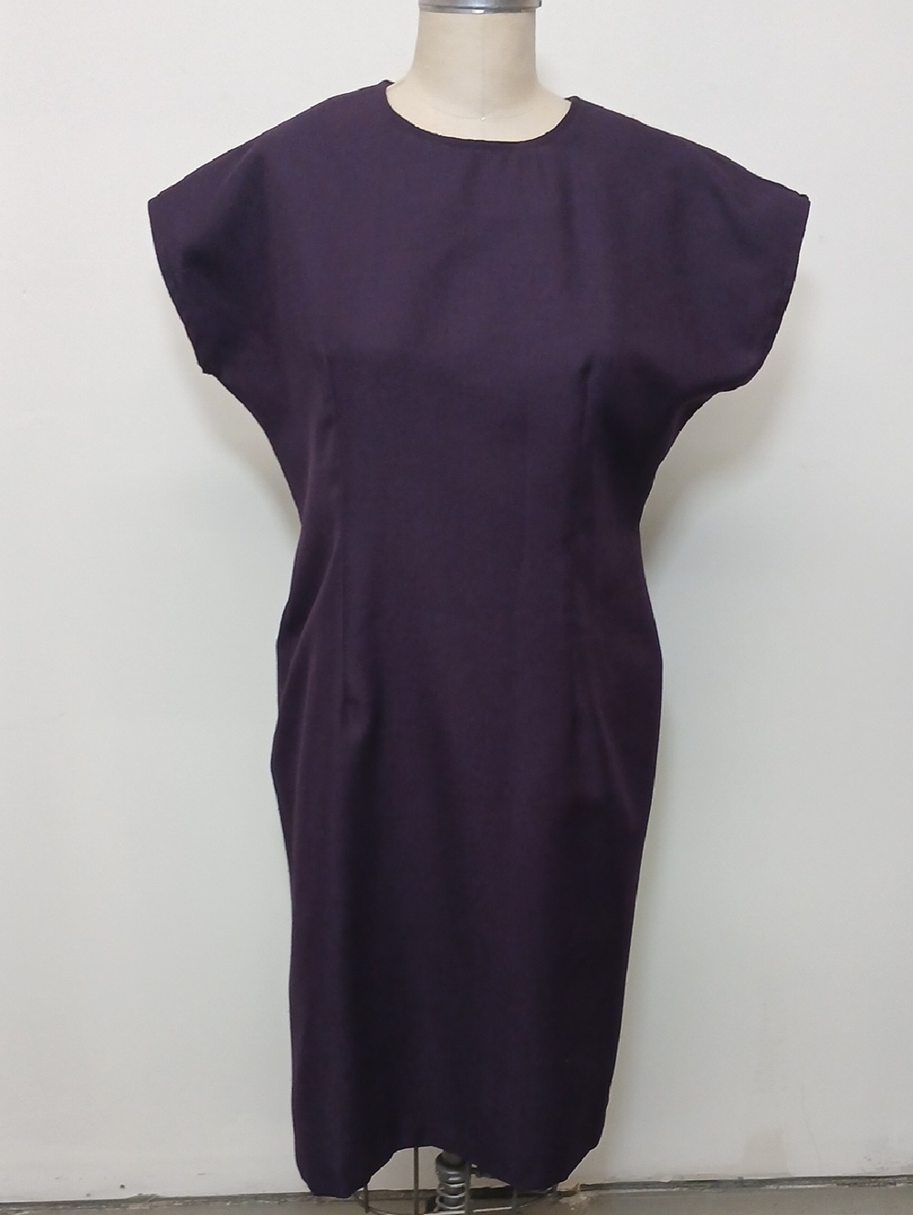 Vintage New Looks Plum  Grape Midi Sheath Dress Size 14